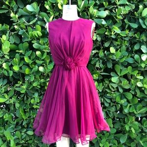 Vintage 1960 Miss Elliette Burgundy Chiffon Dress